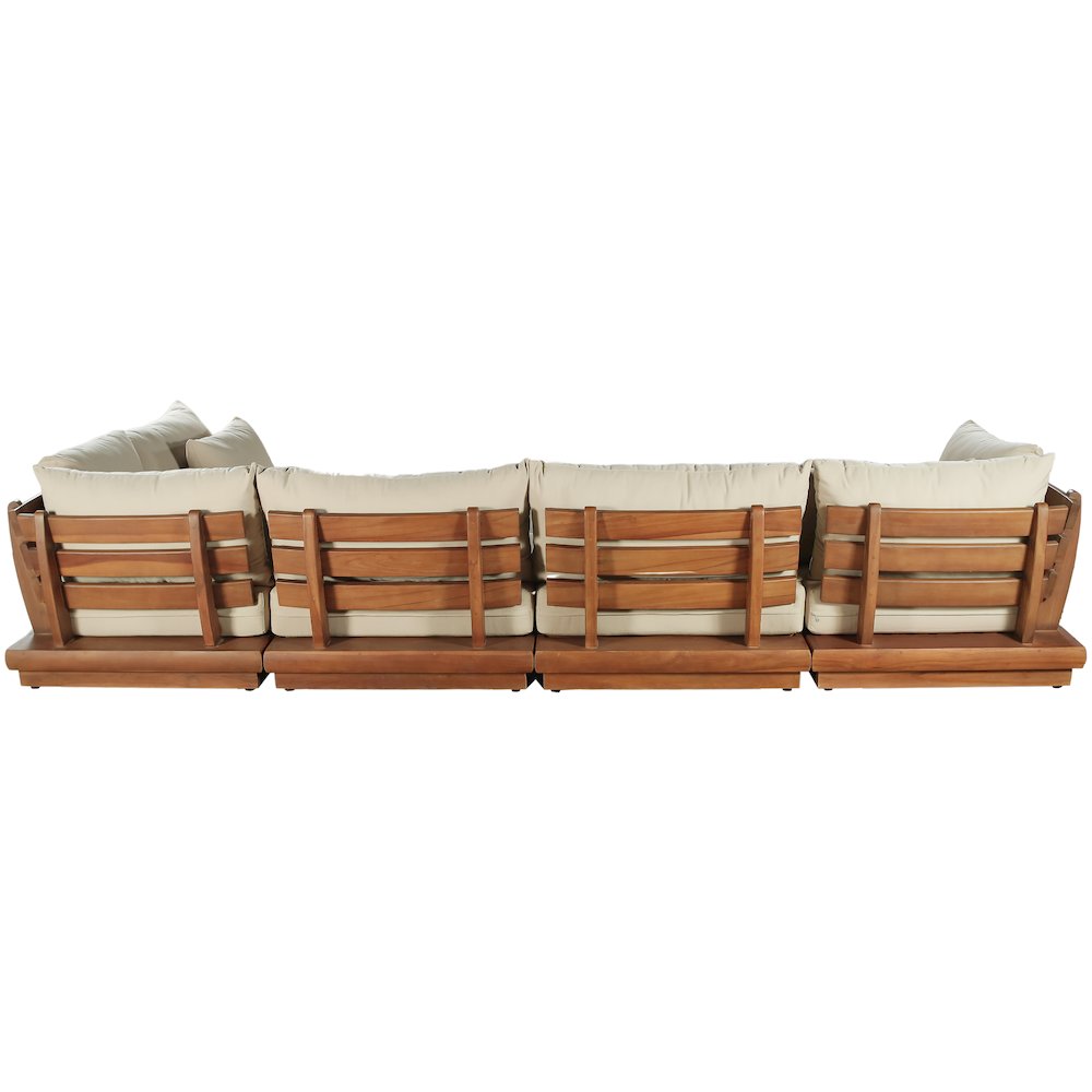 Mirella 150" Tan Water Resistant Fabric 5pc Patio Sectional