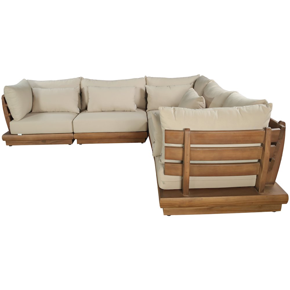 Mirella 113" Tan Water Resistant Fabric 5pc Patio Sectional