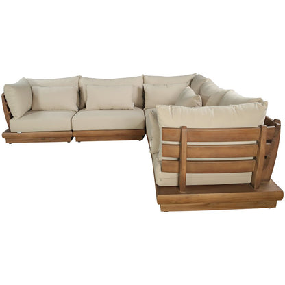 Mirella 113" Tan Water Resistant Fabric 5pc Patio Sectional