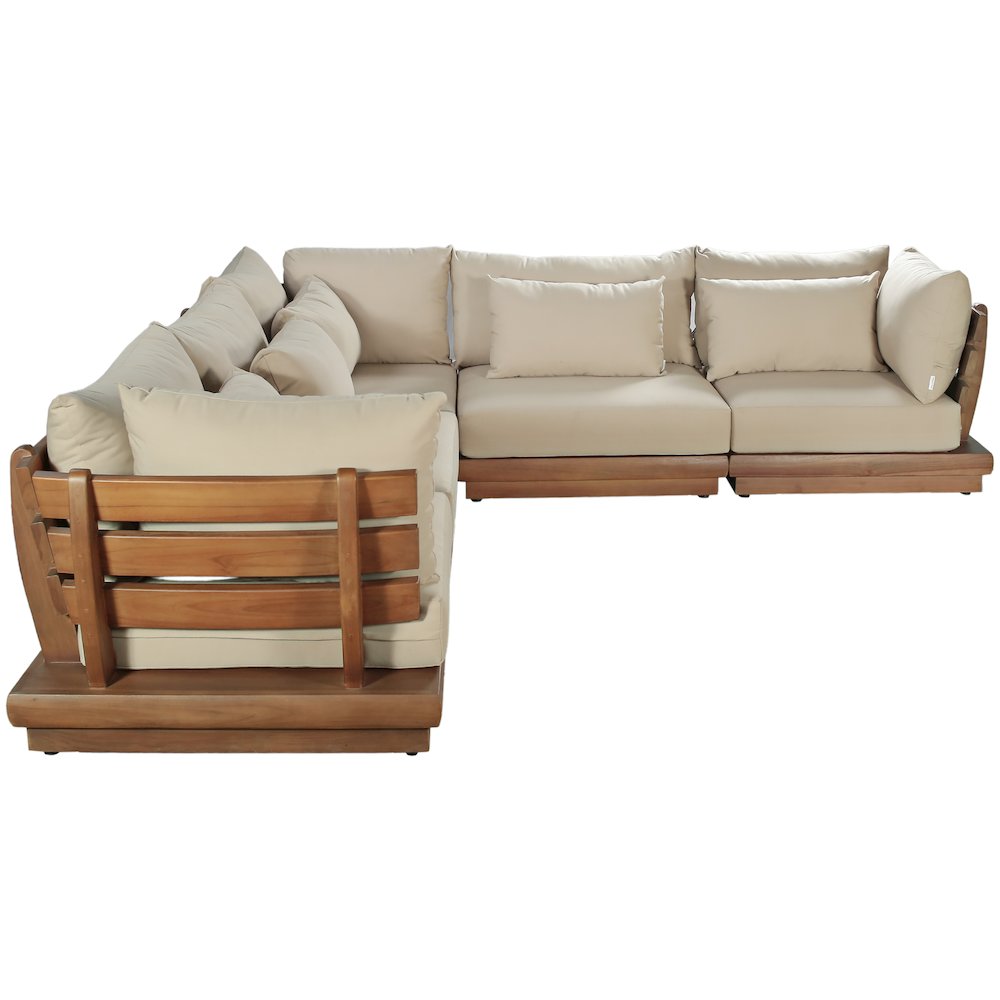 Mirella 113" Tan Water Resistant Fabric 5pc Patio Sectional