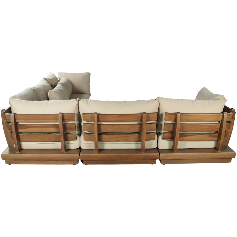 Mirella 113" Tan Water Resistant Fabric 5pc Patio Sectional