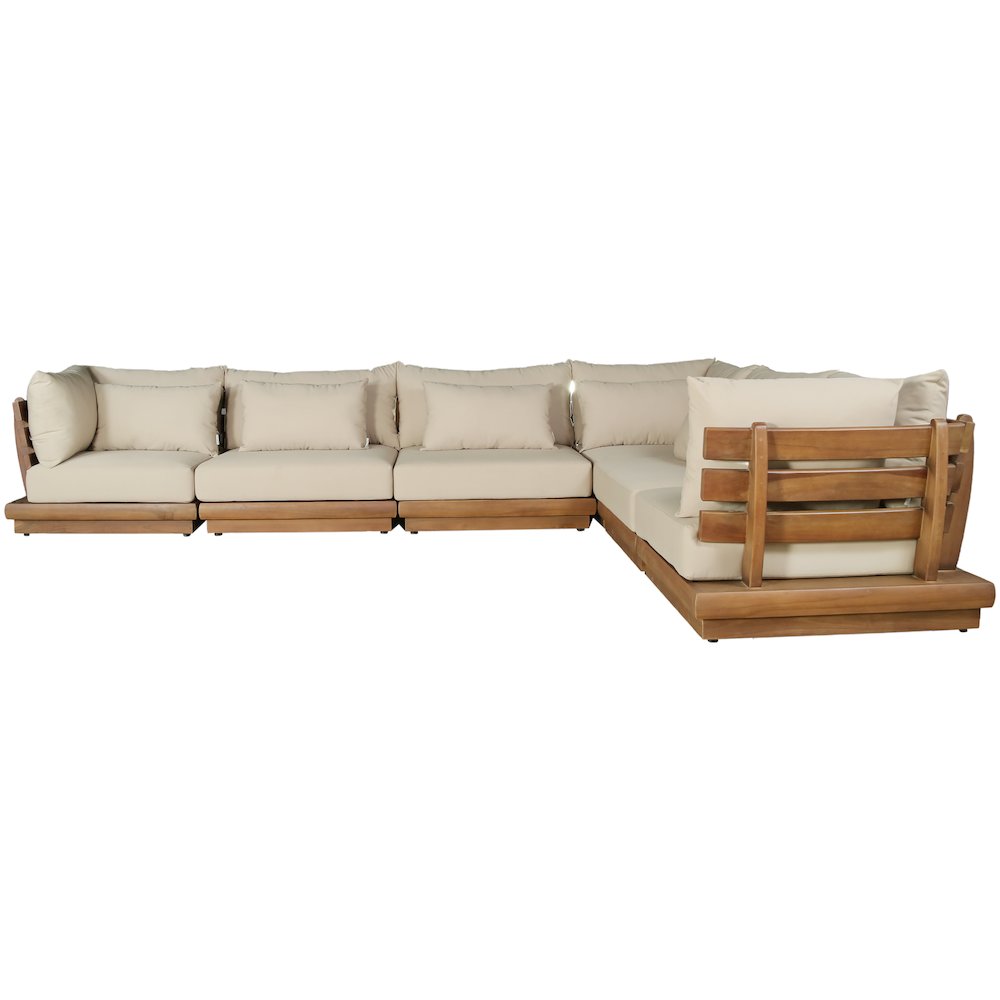 Mirella 150" Tan Water Resistant Fabric 6pc Patio Sectional