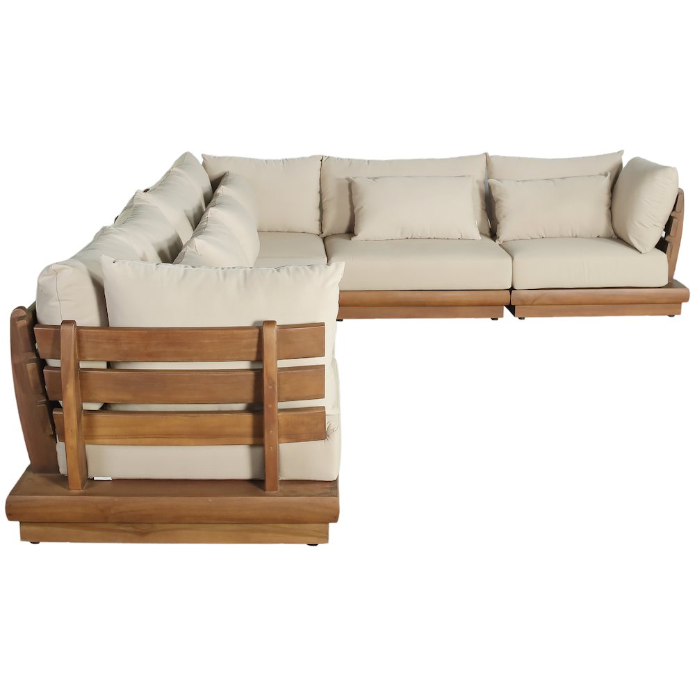 Mirella 150" Tan Water Resistant Fabric 6pc Patio Sectional