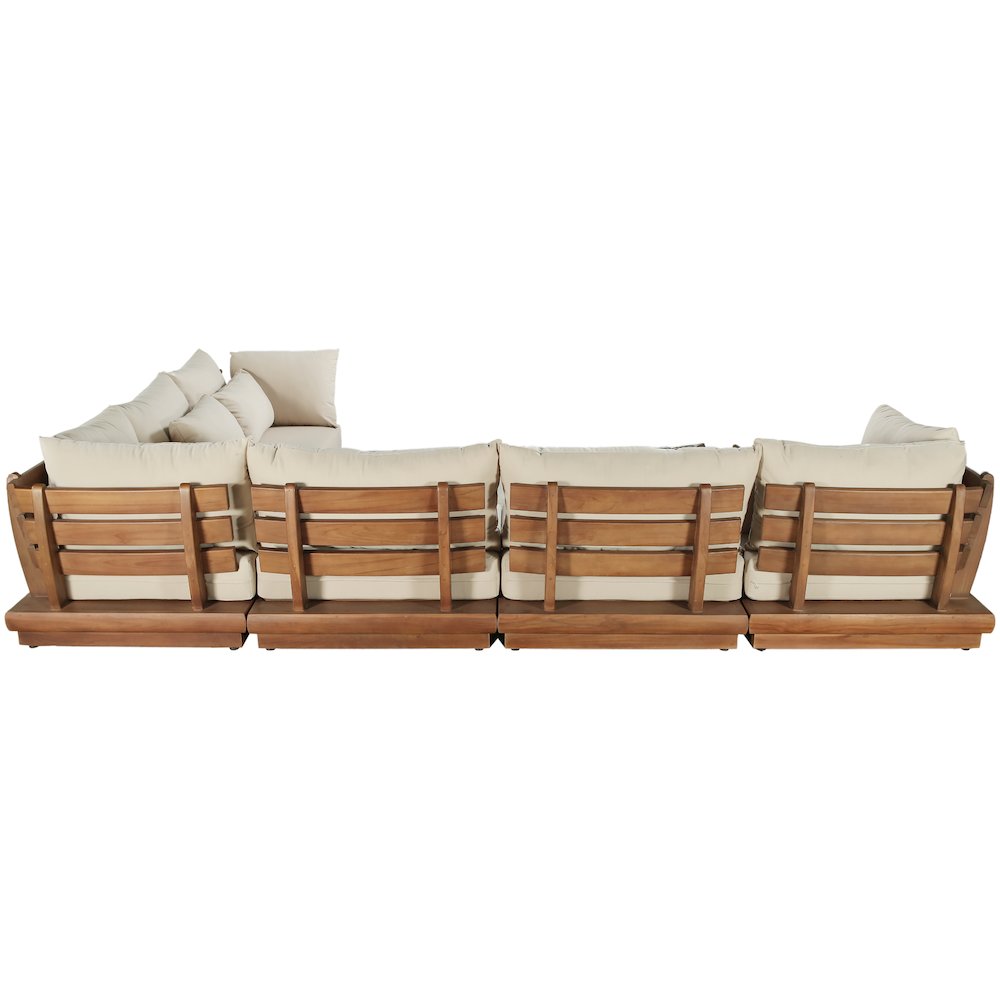 Mirella 150" Tan Water Resistant Fabric 6pc Patio Sectional