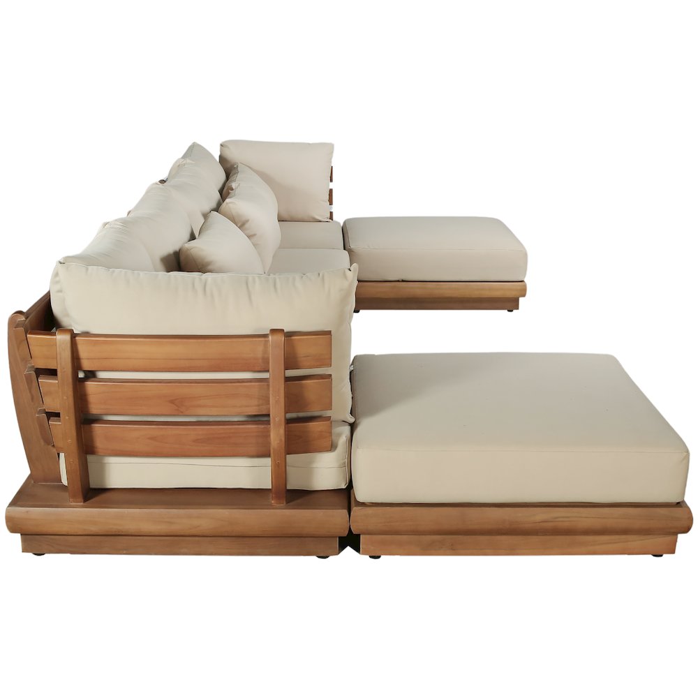 Mirella 150" Tan Water Resistant Fabric 6pc Patio Sectional