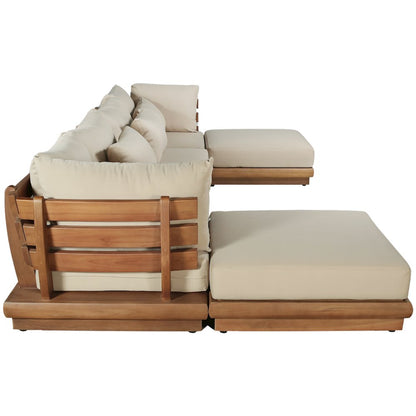 Mirella 150" Tan Water Resistant Fabric 6pc Patio Sectional