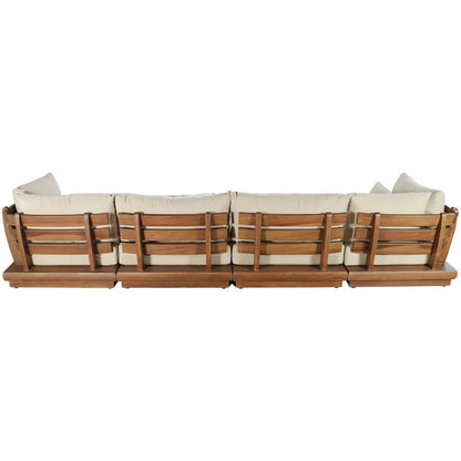 Mirella 150" Tan Water Resistant Fabric 6pc Patio Sectional