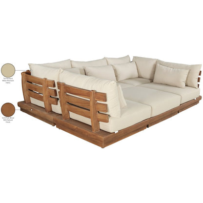 Mirella 113" Tan Water Resistant Fabric 6pc Patio Sectional