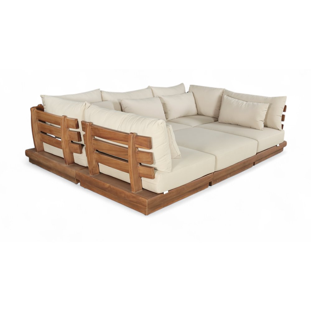 Mirella 113" Tan Water Resistant Fabric 6pc Patio Sectional
