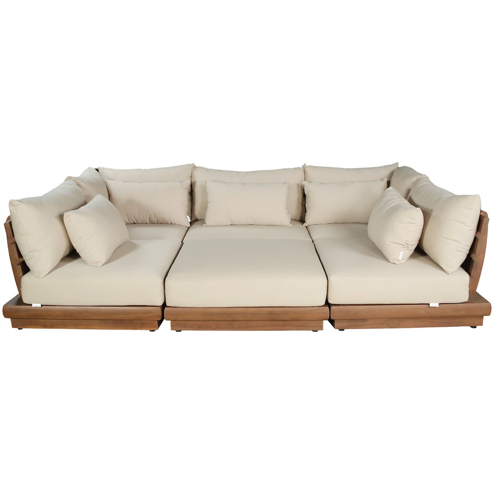 Mirella 113" Tan Water Resistant Fabric 6pc Patio Sectional
