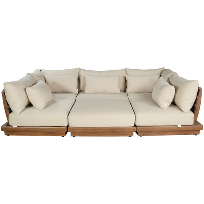 Mirella 113" Tan Water Resistant Fabric 6pc Patio Sectional