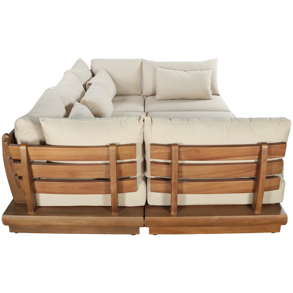 Mirella 113" Tan Water Resistant Fabric 6pc Patio Sectional