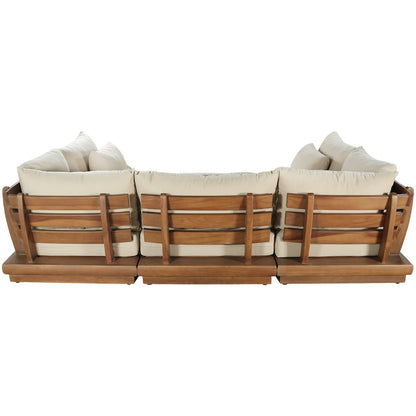Mirella 113" Tan Water Resistant Fabric 6pc Patio Sectional