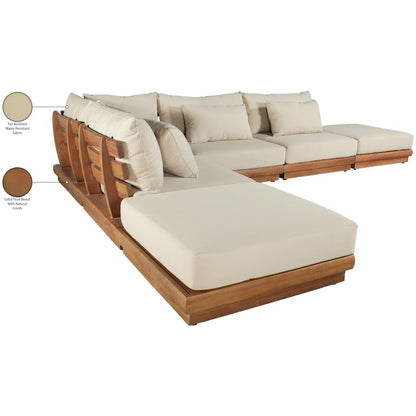 Mirella 149" Tan Water Resistant Fabric 6pc Patio Sectional