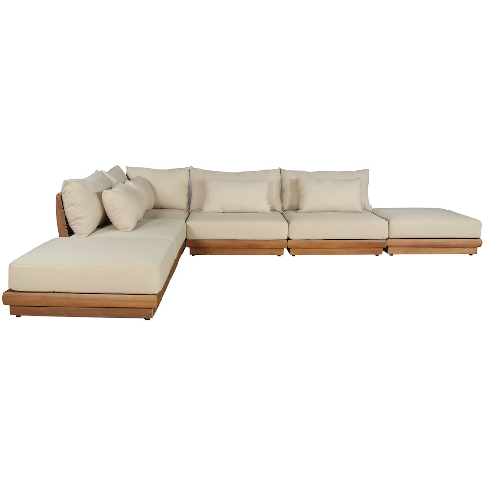 Mirella 149" Tan Water Resistant Fabric 6pc Patio Sectional
