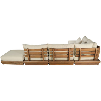 Mirella 149" Tan Water Resistant Fabric 6pc Patio Sectional