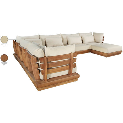 Mirella 150" Tan Water Resistant Fabric 7pc Patio Sectional