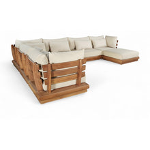 Mirella 150" Tan Water Resistant Fabric 7pc Patio Sectional