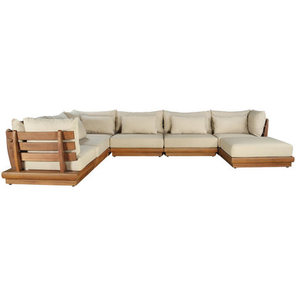 Mirella 150" Tan Water Resistant Fabric 7pc Patio Sectional