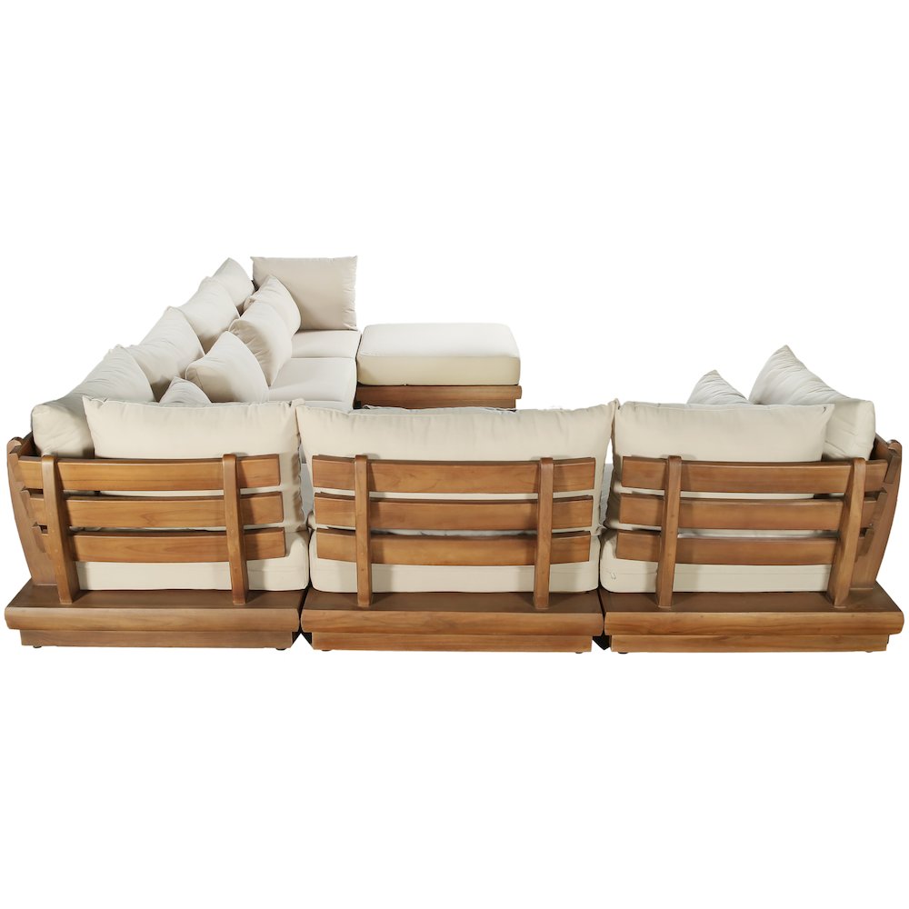 Mirella 150" Tan Water Resistant Fabric 7pc Patio Sectional