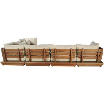 Mirella 150" Tan Water Resistant Fabric 7pc Patio Sectional