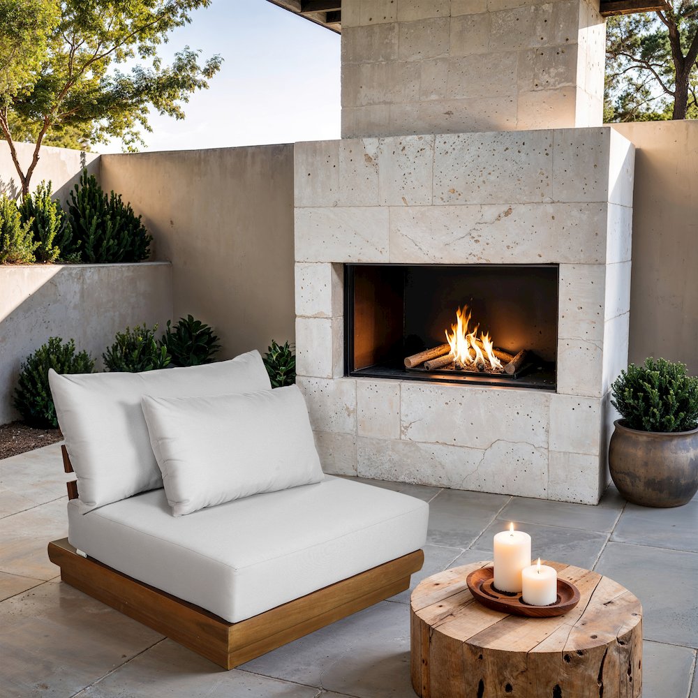 Mirella White Water Resistant Fabric Patio Armless Chair
