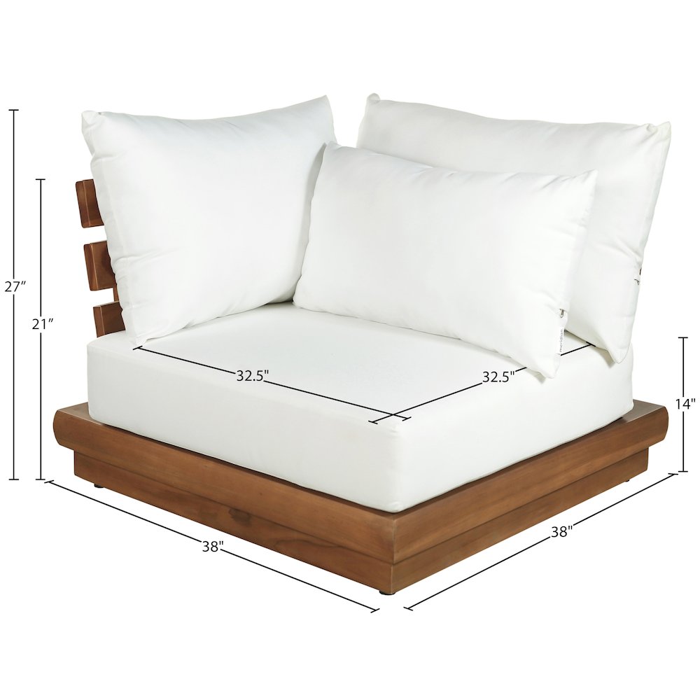 Mirella White Water Resistant Fabric Patio Corner Chair
