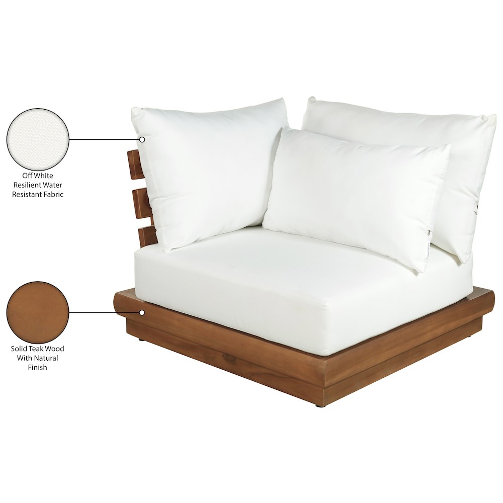 Mirella White Water Resistant Fabric Patio Corner Chair
