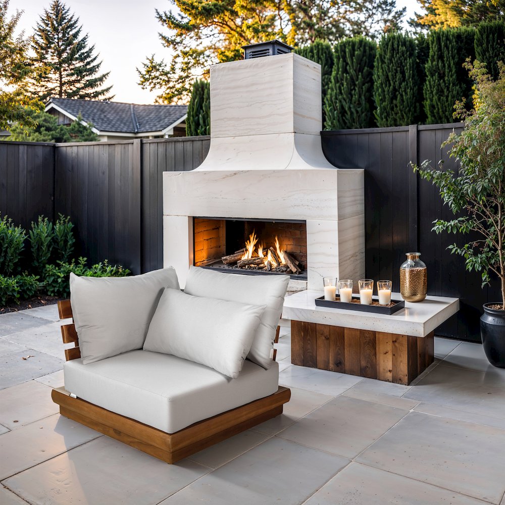 Mirella White Water Resistant Fabric Patio Corner Chair