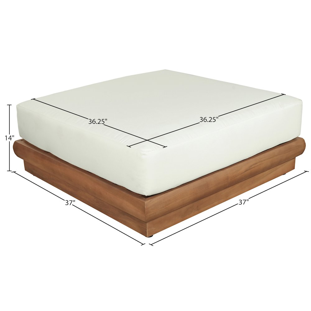 Mirella White Water Resistant Fabric Patio Ottoman