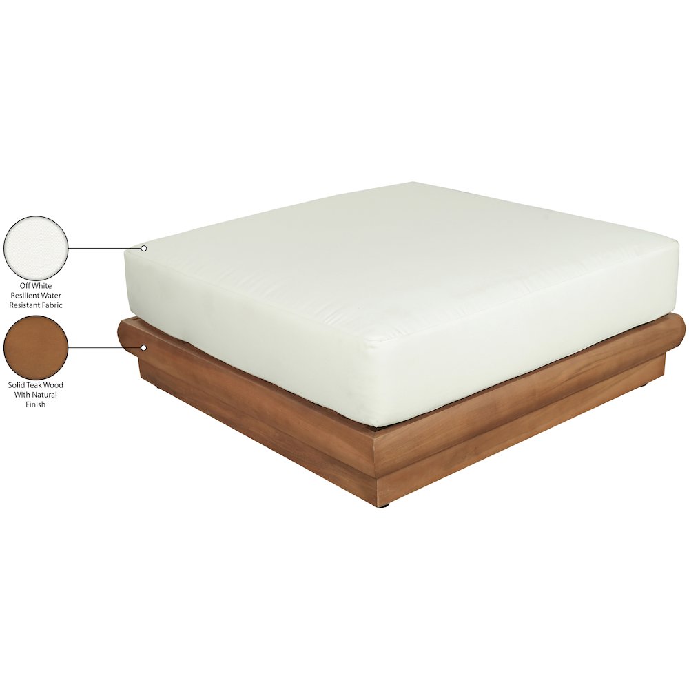 Mirella White Water Resistant Fabric Patio Ottoman