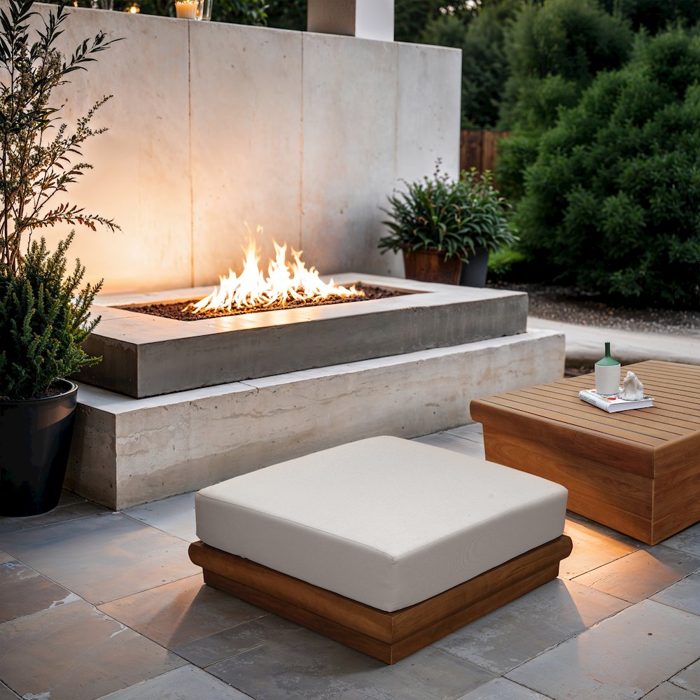Mirella White Water Resistant Fabric Patio Ottoman