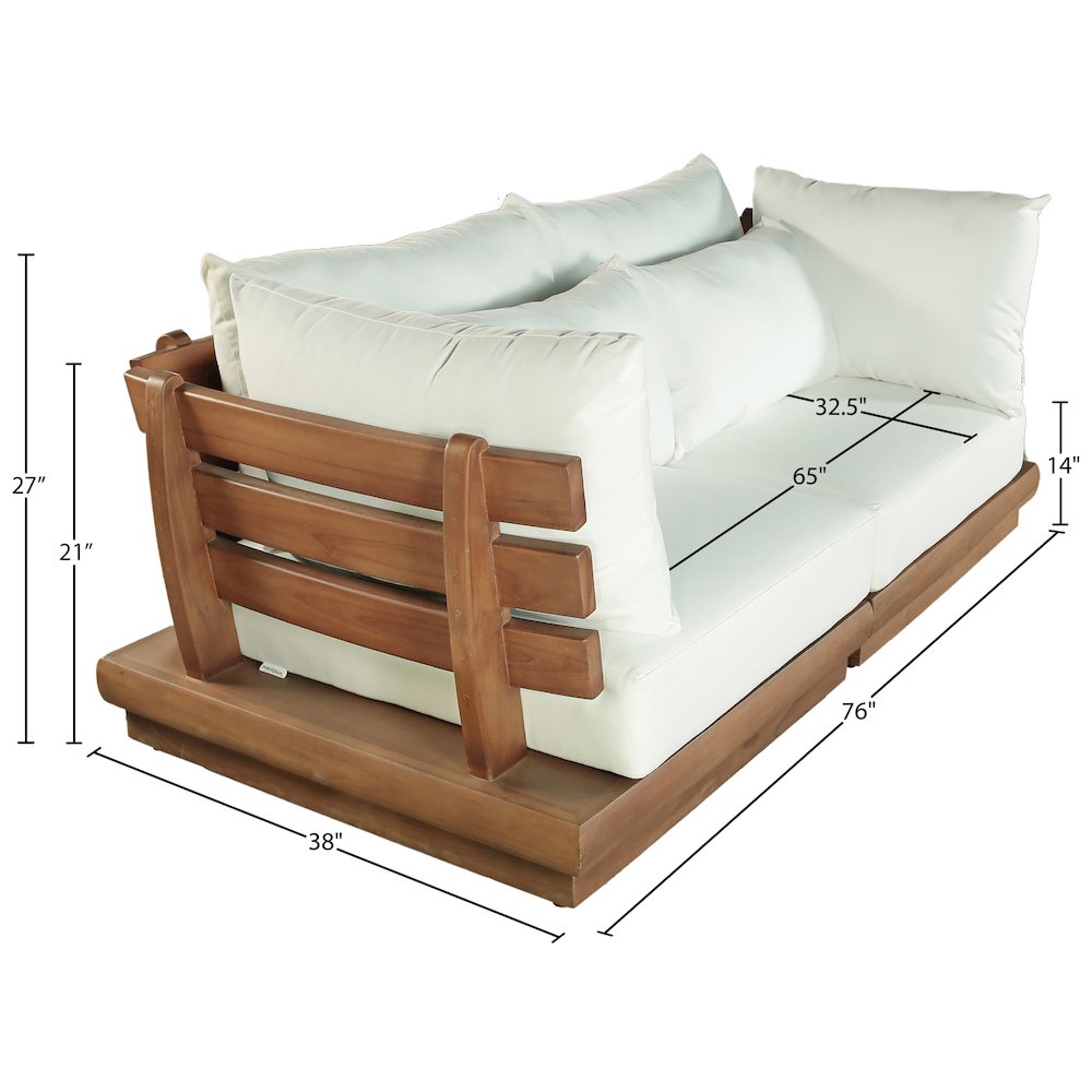 Mirella 76" White Water Resistant Fabric 2pc Patio Loveseat
