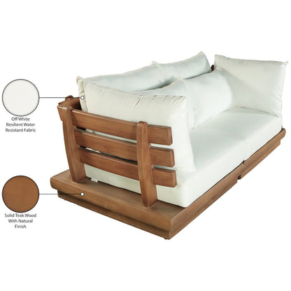Mirella 76" White Water Resistant Fabric 2pc Patio Loveseat