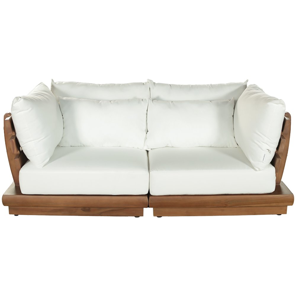 Mirella 76" White Water Resistant Fabric 2pc Patio Loveseat