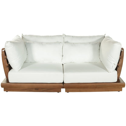 Mirella 76" White Water Resistant Fabric 2pc Patio Loveseat