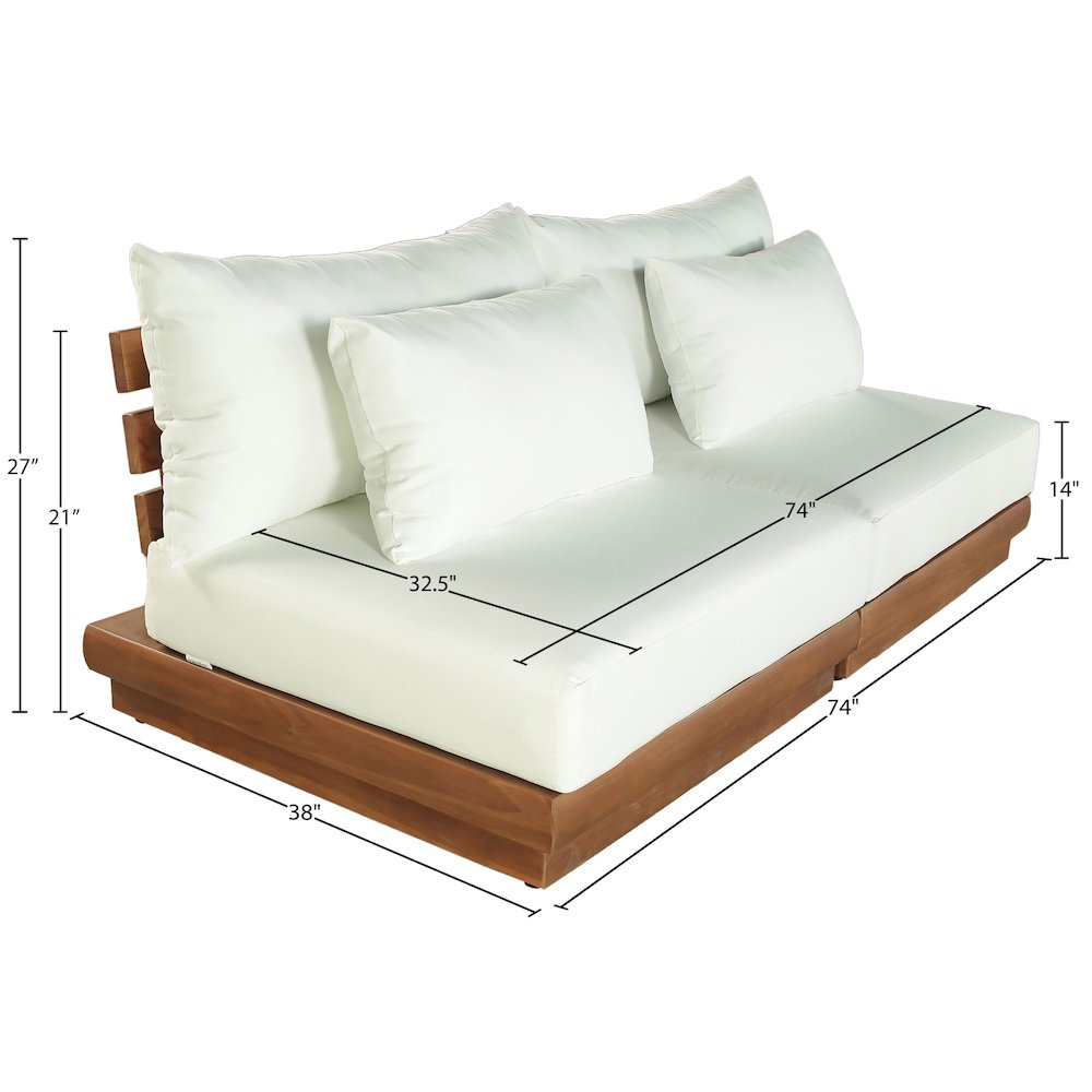 Mirella 74" White Water Resistant Fabric 2pc Patio Loveseat