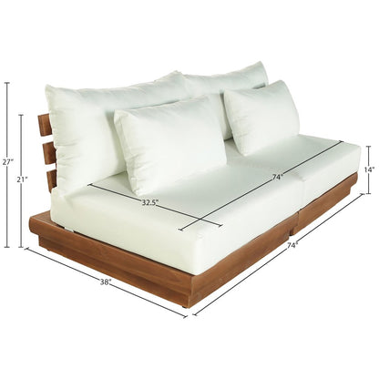 Mirella 74" White Water Resistant Fabric 2pc Patio Loveseat
