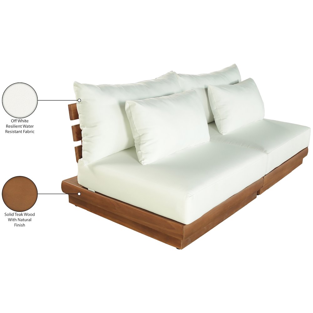 Mirella 74" White Water Resistant Fabric 2pc Patio Loveseat