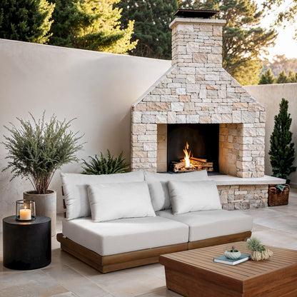 Mirella 74" White Water Resistant Fabric 2pc Patio Loveseat