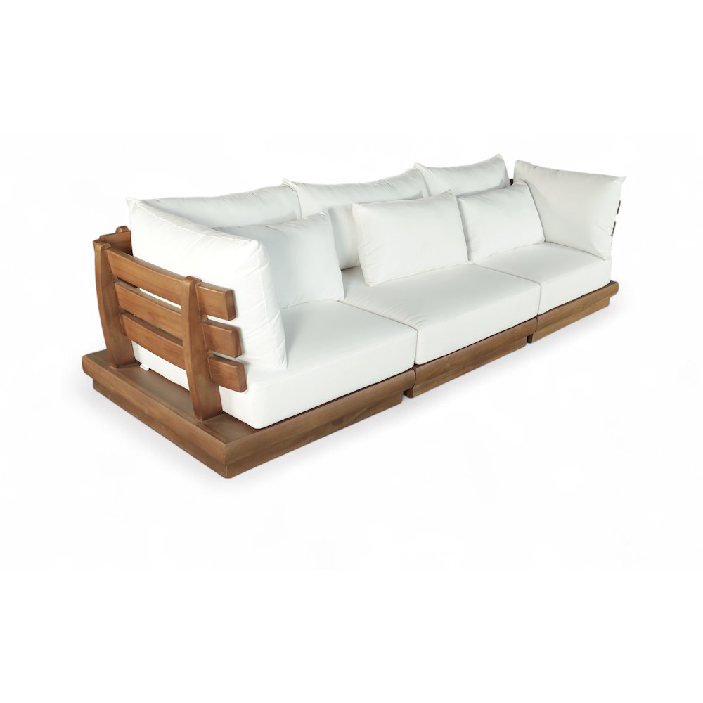 Mirella 113" White Water Resistant Fabric 3pc Patio Sofa