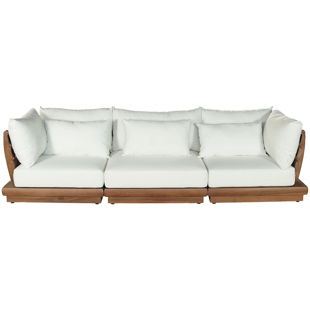 Mirella 113" White Water Resistant Fabric 3pc Patio Sofa