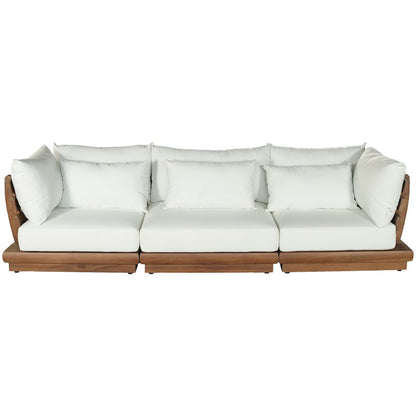 Mirella 113" White Water Resistant Fabric 3pc Patio Sofa