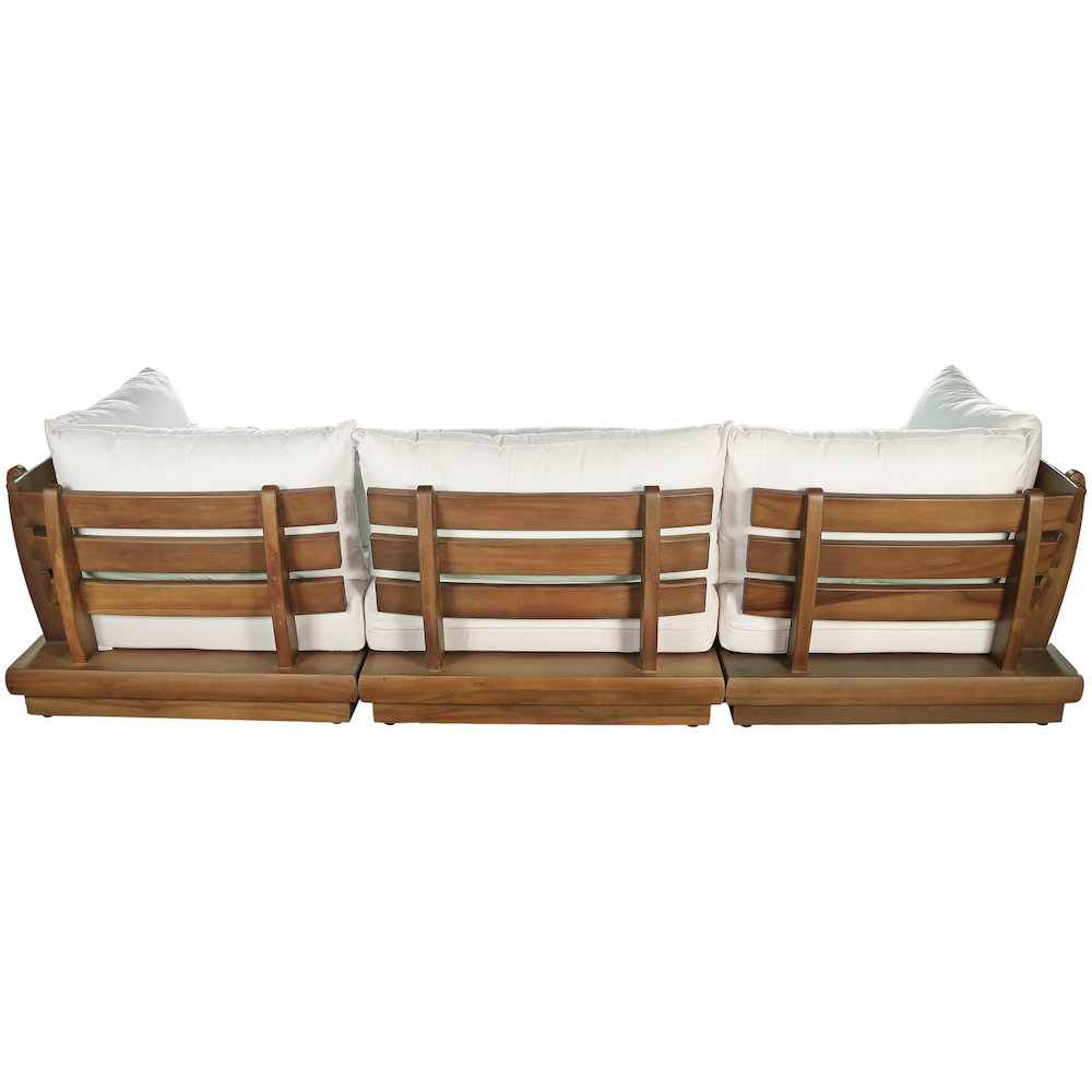 Mirella 113" White Water Resistant Fabric 3pc Patio Sofa