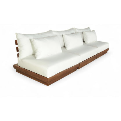 Mirella 111" White Water Resistant Fabric 3pc Patio Sofa