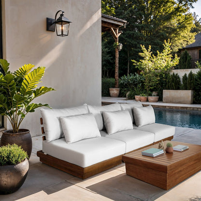 Mirella 111" White Water Resistant Fabric 3pc Patio Sofa