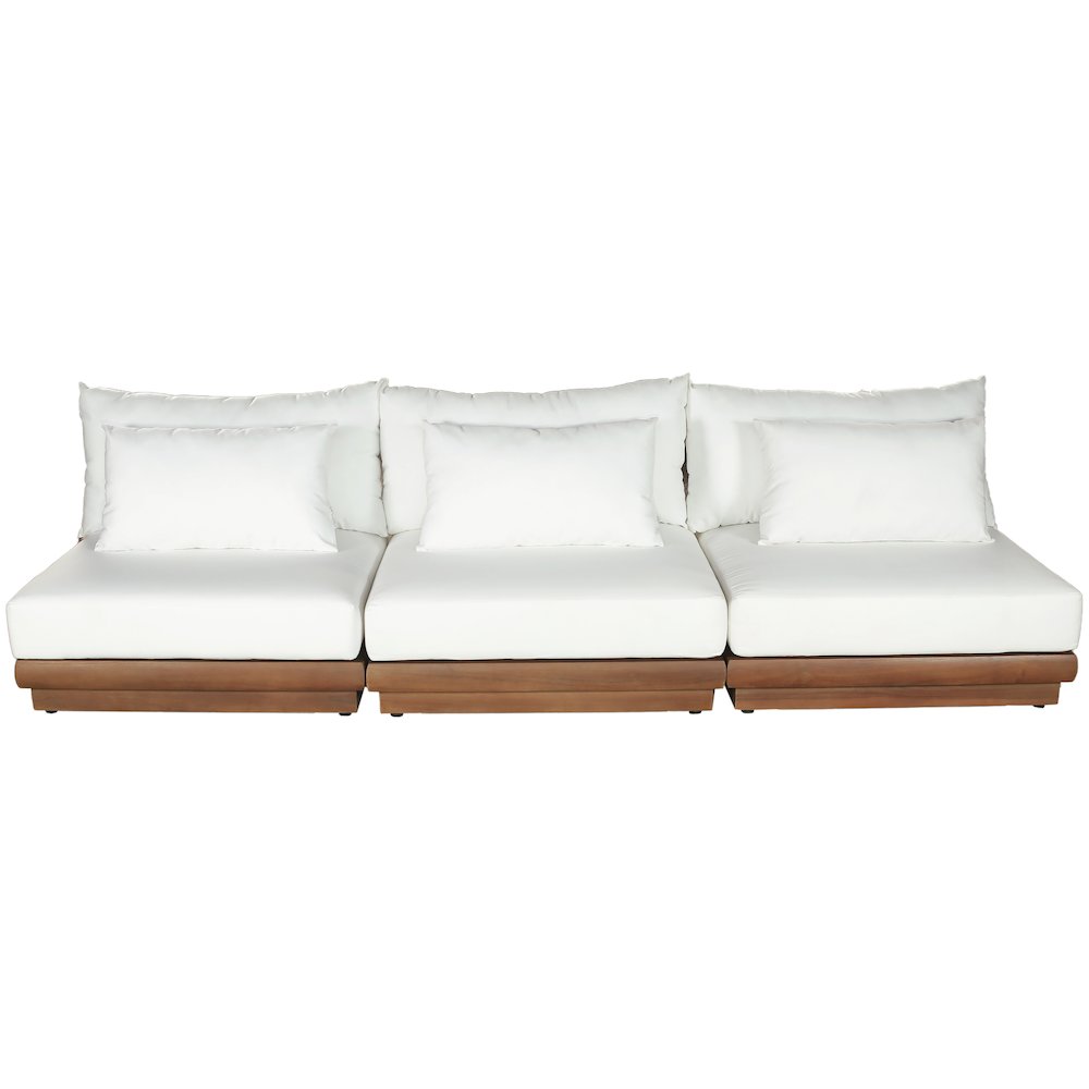 Mirella 111" White Water Resistant Fabric 3pc Patio Sofa