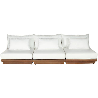 Mirella 111" White Water Resistant Fabric 3pc Patio Sofa