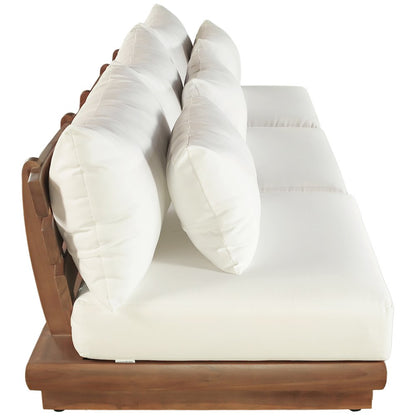 Mirella 111" White Water Resistant Fabric 3pc Patio Sofa