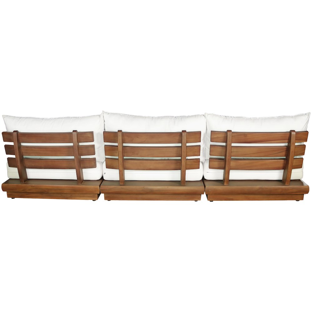 Mirella 111" White Water Resistant Fabric 3pc Patio Sofa